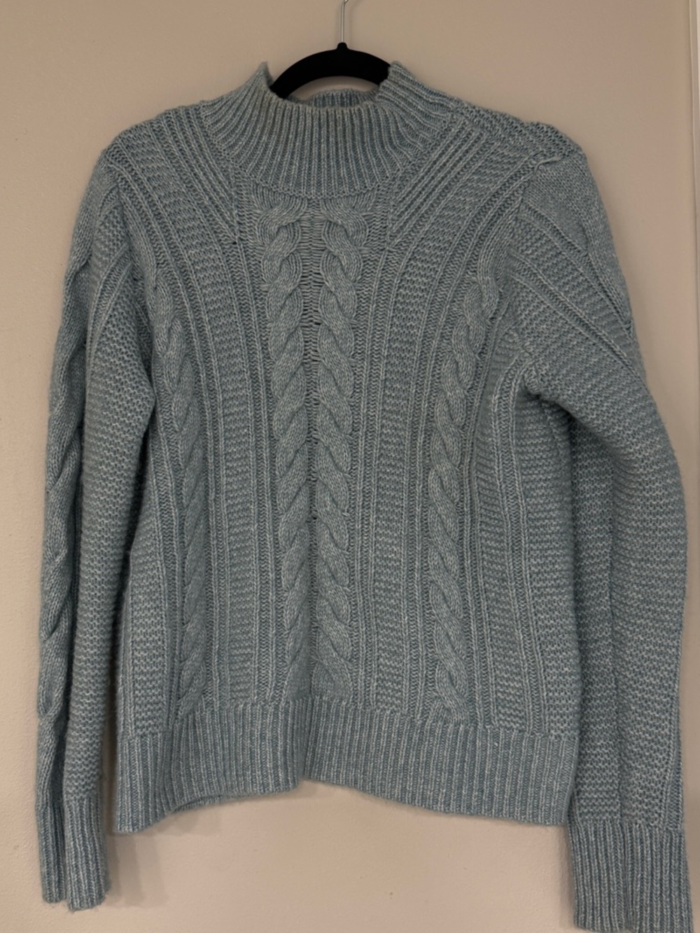 Simply Vera Vera Wang Light Blue Cable Knit Mock Neck Sweater